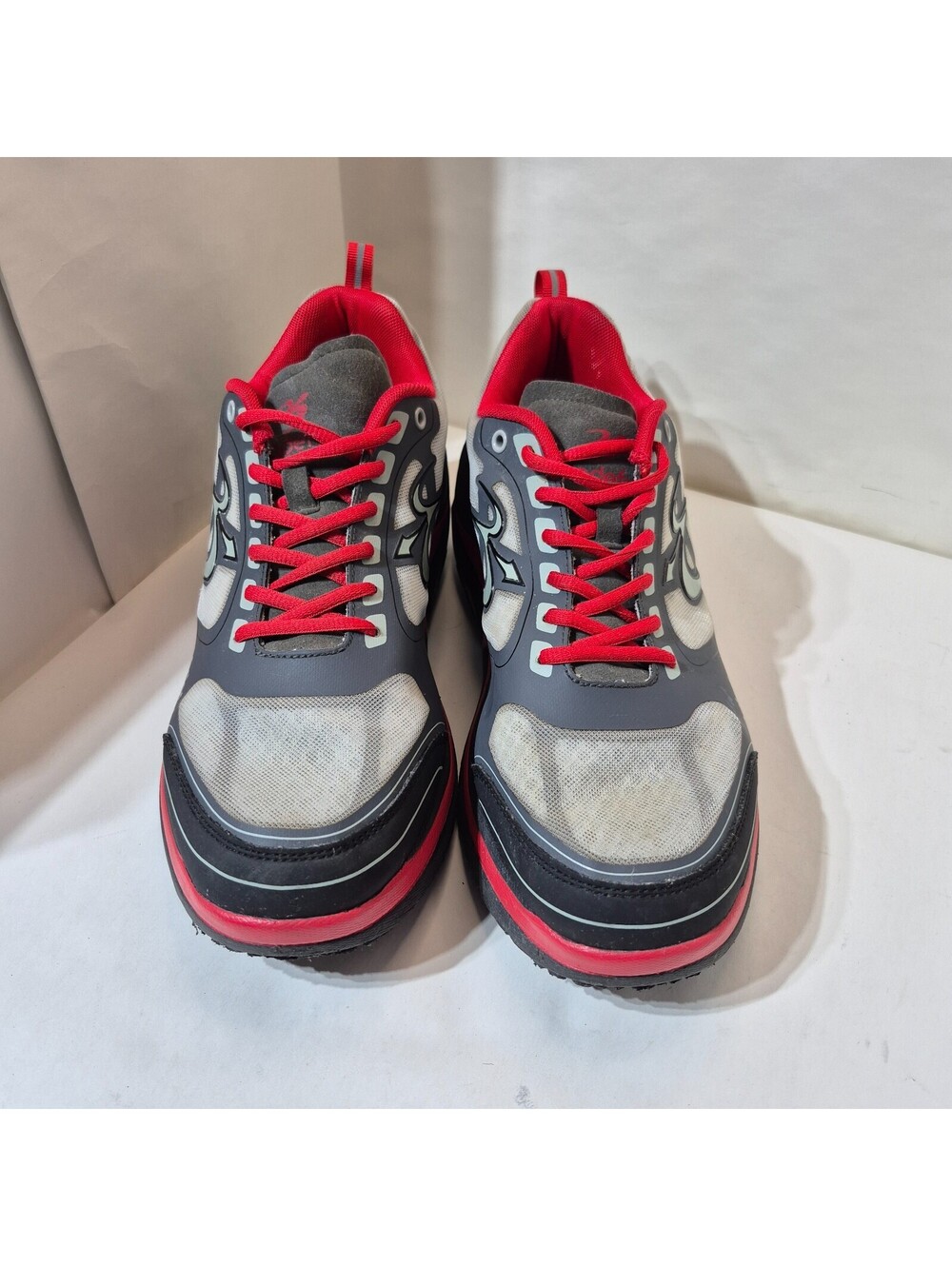 Gravity Defyer Mens G-DEFY Gray/Red Comfort Shoes Sneakers Black Size 10